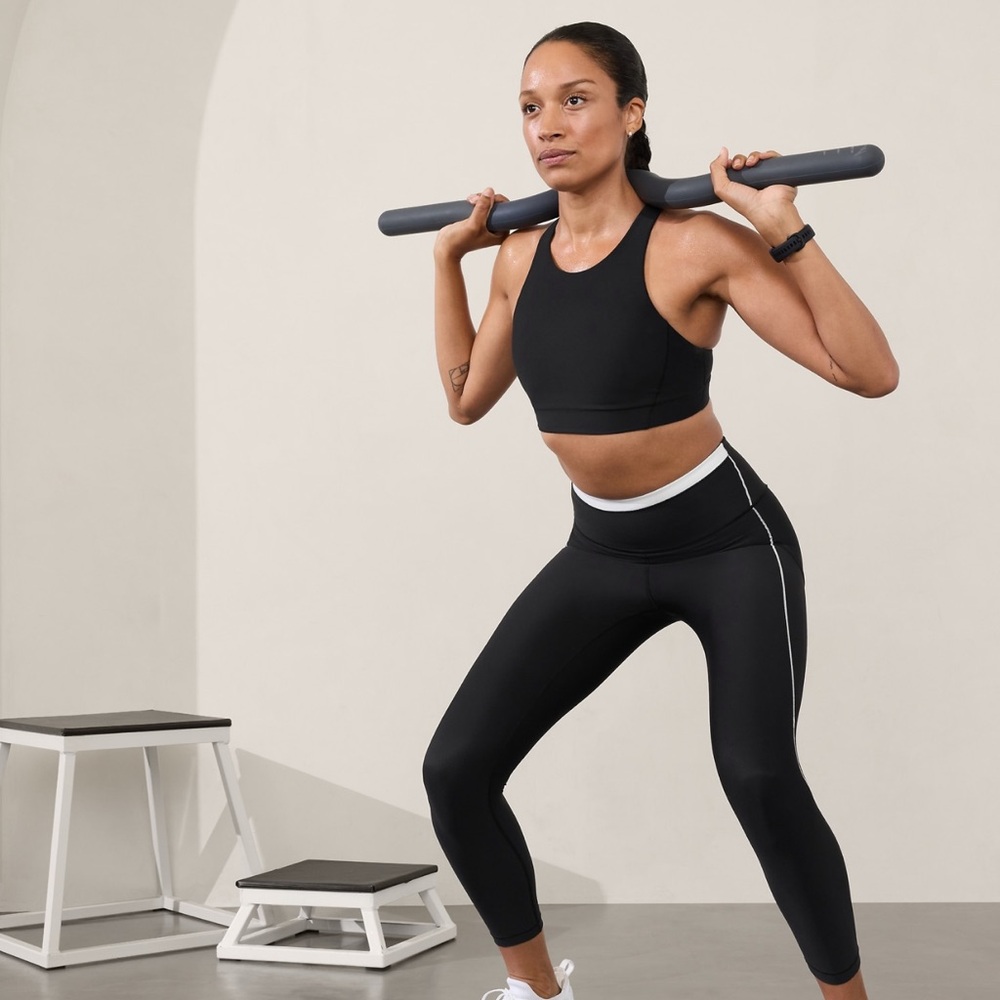ATHLETA Interval Stash Tight Black with white stripe